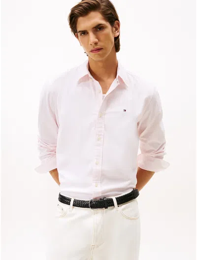 Tommy Hilfiger Regular Fit Stripe Stretch Oxford Shirt In Pink