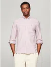 Tommy Hilfiger Regular Fit Stripe Stretch Oxford Shirt In Rouge/optic White