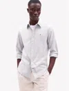 Tommy Hilfiger Regular Fit Stripe Stretch Poplin Shirt In Uniform Olive