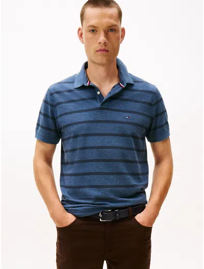 Tommy Hilfiger Regular Fit Stripe Wicking Polo In Animal Print