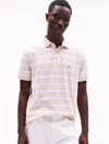 Tommy Hilfiger Regular Fit Stripe Wicking Polo In Classic Beige