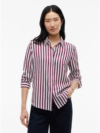 Tommy Hilfiger Regular Fit Striped Fluid Shirt In White