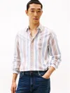 Tommy Hilfiger Regular Fit Striped Stretch Oxford Shirt In Neutral