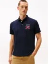 Tommy Hilfiger Regular Fit Textured Monogram Polo In Blue