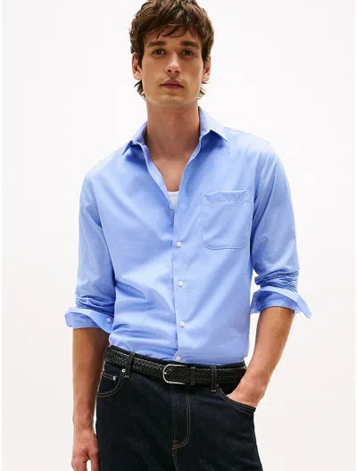 Tommy Hilfiger Regular Fit Thflex Microdot Dress Shirt In Blue