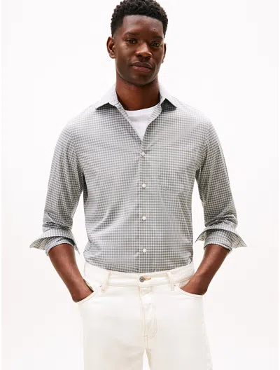 Tommy Hilfiger Regular Fit Thflex Plaid Dress Shirt In Gray