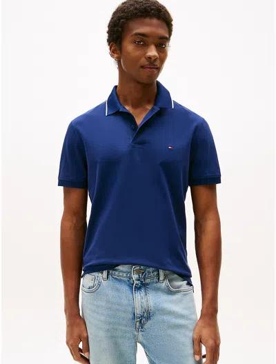 Tommy Hilfiger Regular Fit Tipped Performance Polo In Blue