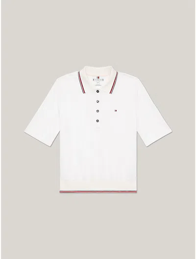 Tommy Hilfiger Regular Fit Tipped Polo In Milky Way