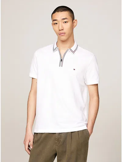 Tommy Hilfiger Regular Fit Tipped Zip Polo In White