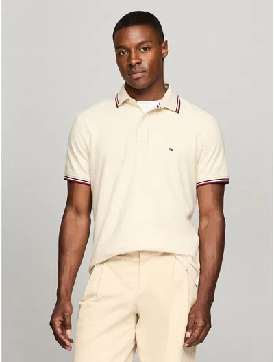 Tommy Hilfiger Regular Fit Tommy Wicking Polo In Beige Heather