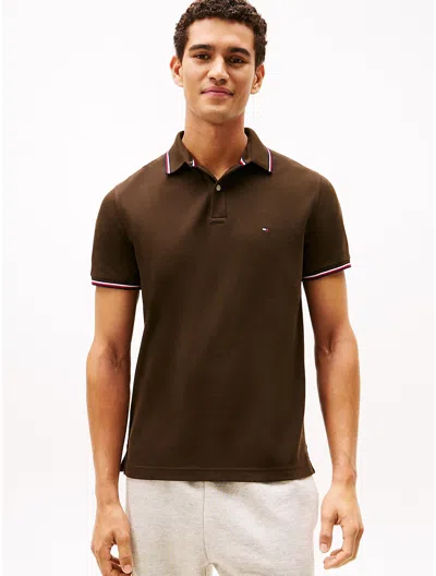 Tommy Hilfiger Regular Fit Tommy Wicking Polo In Brown