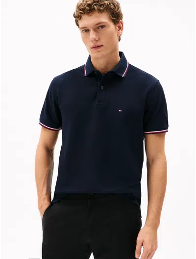 Tommy Hilfiger 1985 Rwb Tipped Mens Slim Polo In Desert Sky