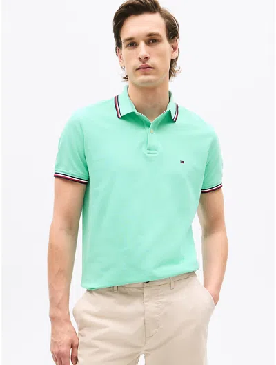 Tommy Hilfiger Regular Fit Tommy Wicking Polo In Miami Aqua