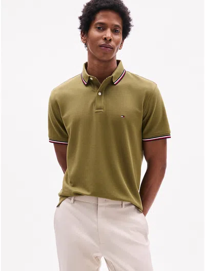 Tommy Hilfiger Regular Fit Tommy Wicking Polo In Uniform Olive