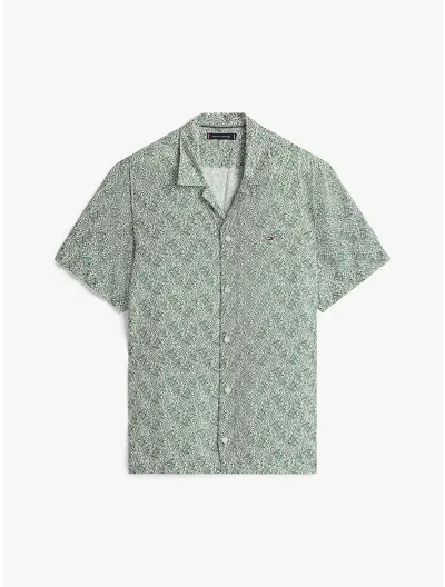 Tommy Hilfiger Regular Fit Wave Print Camp Shirt In Green