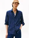 Tommy Hilfiger Regular Fit Windowpane Slub Cotton Shirt In Blue