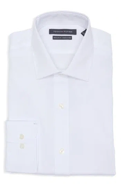 Tommy Hilfiger Regular Fit Wrinkle Resistant Cotton Dress Shirt In White
