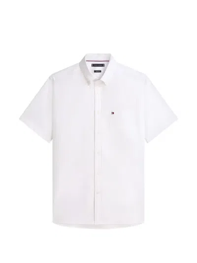 Tommy Hilfiger Regular-fit Button-down Short-sleeve Cotton Oxford Shirt In White