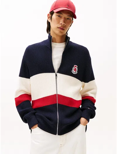 Tommy Hilfiger Relaxed Colorblock Zip Cardigan In Multi
