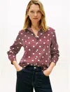 Tommy Hilfiger Relaxed Dot Print Crepe Shirt In Burgundy