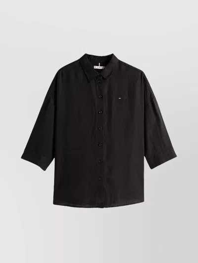 Tommy Hilfiger Relaxed Fit 3/4 Sleeve Shirt In Brown