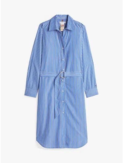 Tommy Hilfiger Relaxed Fit Belted Poplin Shirtdress In Blue Stripe
