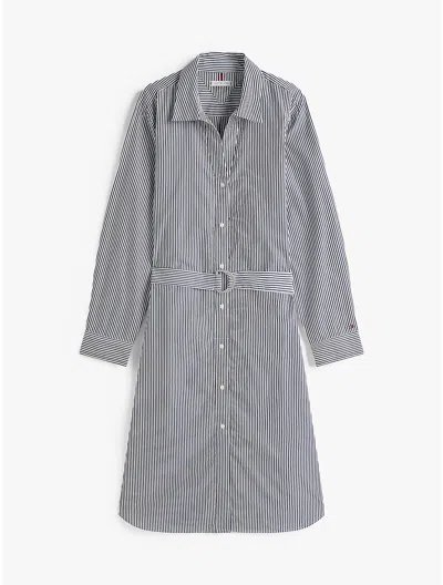 Tommy Hilfiger Relaxed Fit Belted Poplin Shirtdress In Classic Ithaca/dark Night Navy