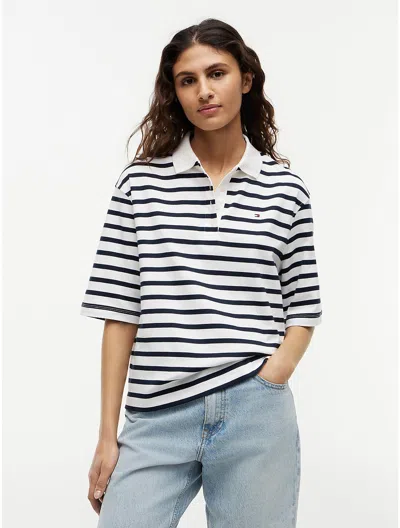 Tommy Hilfiger Relaxed Fit Cotton Interlock Polo In Animal Print