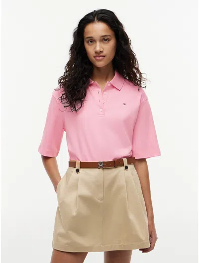 Tommy Hilfiger Relaxed Fit Cotton Interlock Polo In Pink