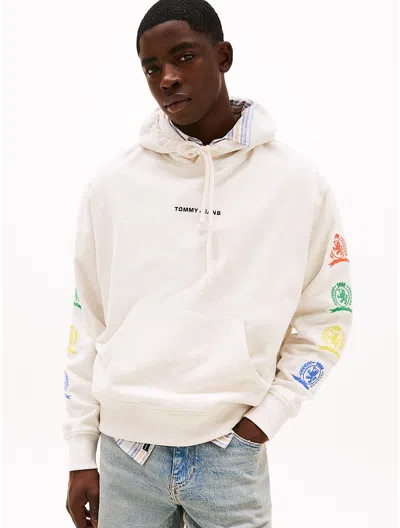 Tommy Hilfiger Relaxed Fit Crest Graphic Hoodie In Oat Heather
