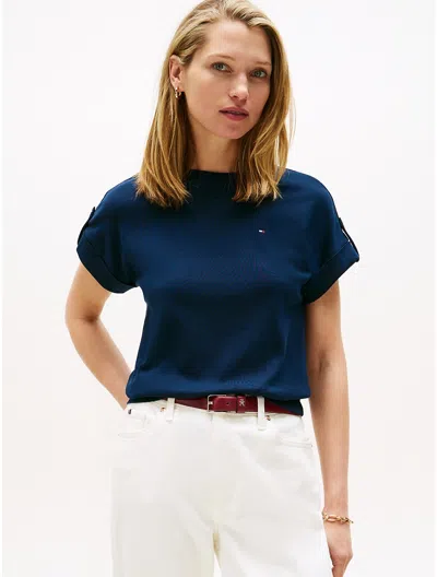 Tommy Hilfiger Relaxed Fit Cuff Sleeve T In Blue