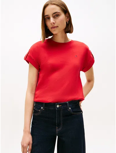 Tommy Hilfiger Relaxed Fit Cuff Sleeve T In Red