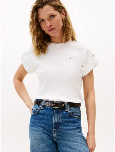 Tommy Hilfiger Relaxed Fit Cuff Sleeve T In White