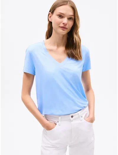 Tommy Hilfiger Relaxed Fit Drapey V In Vessel Blue