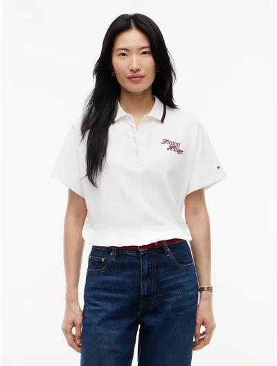 Tommy Hilfiger Relaxed Fit Embroidered Logo Polo In White