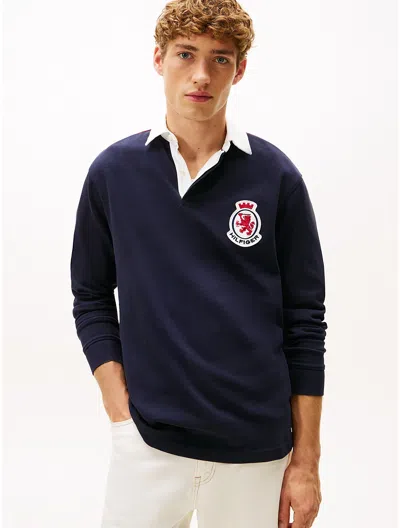 Tommy Hilfiger Relaxed Fit Hilfiger Crest Rugby Polo In Blue