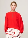 Tommy Hilfiger Relaxed Fit Keyhole Crepe Blouse In Fierce Red