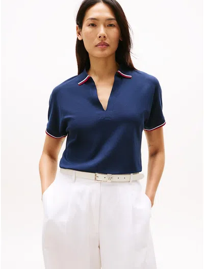 Tommy Hilfiger Relaxed Fit Lightweight Stretch Polo In Blue
