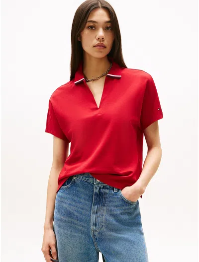 Tommy Hilfiger Relaxed Fit Lightweight Stretch Polo In Red