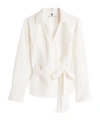 Tommy Hilfiger Textured Linen Wrap Blouse With Belted Waist In Ivory Petal