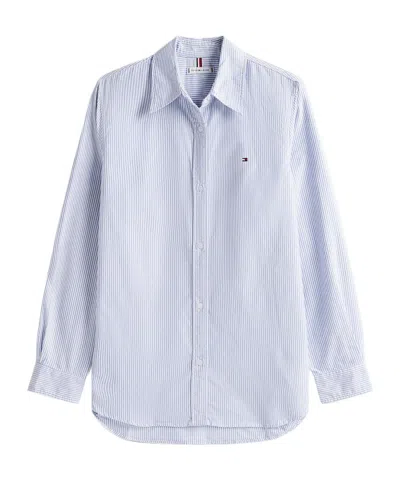 Tommy Hilfiger Relaxed Fit Oxford Shirt In Classic Ithaca Stp/ Mid Blue