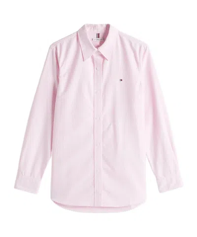 Tommy Hilfiger Relaxed Fit Oxford Shirt In Lassic Ithaca Stp/ Mid Pink
