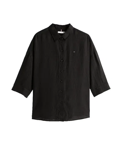 Tommy Hilfiger Relaxed Fit Pure Linen Blouse In Black