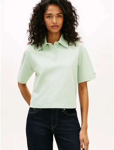 Tommy Hilfiger Relaxed Fit Script Monogram Pique Polo In Green