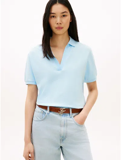 Tommy Hilfiger Relaxed Fit Stretch Pique Polo In Blue