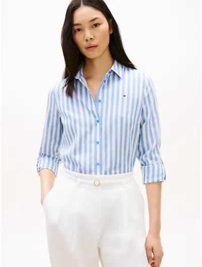Tommy Hilfiger Relaxed Fit Stripe Linen In Blue