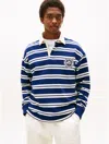 Tommy Hilfiger Relaxed Fit Striped Rugby Sweatshirt In Blue