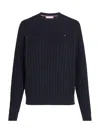 Tommy Hilfiger Relaxed-fit Sweater In Woven Knit In Desert Sky