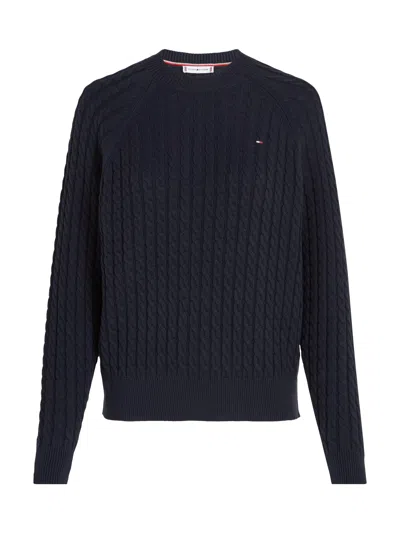 Tommy Hilfiger Relaxed-fit Sweater In Woven Knit In Desert Sky