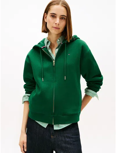 Tommy Hilfiger Relaxed Fit Zip Hoodie In Green